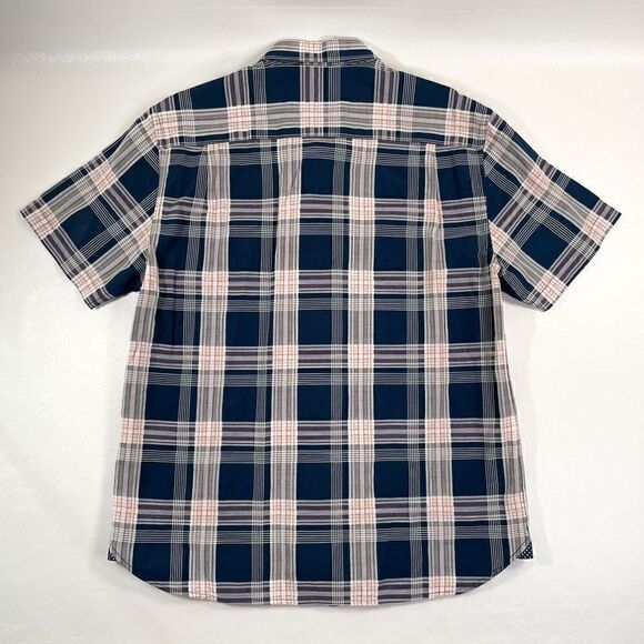 Tommy Bahama Mens Large Red White Blue Plaid Short Sleeve Button Up Shirt - Picture 6 of 7